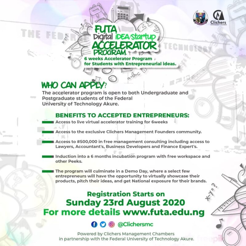 Federal University of Technology Akure (FUTA) Idea/Startup Accelerator Program 2020