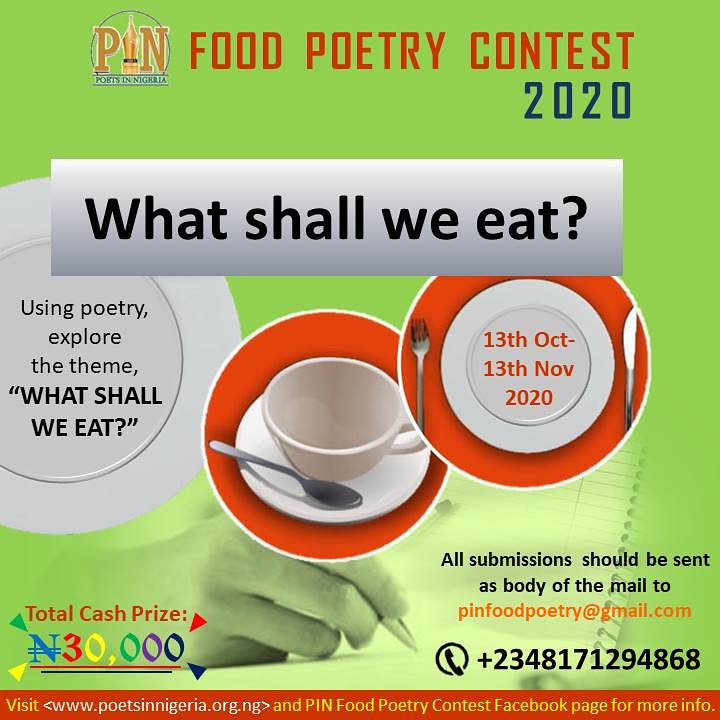 Call for Submission: Poets in Nigeria (PIN) Food Poetry Contest 2020