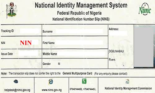 Print Improved NIMC Slip Online